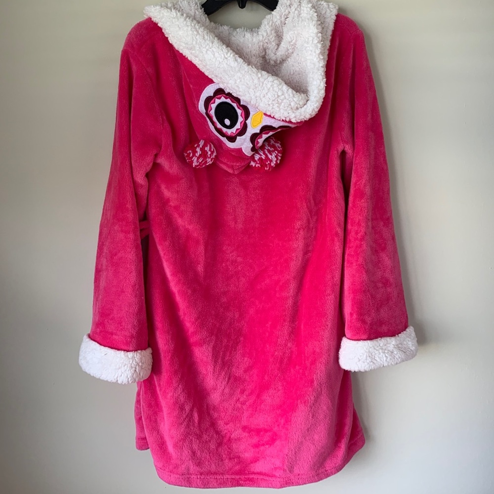 Cozy Owl Pyjama Robe Pink & White - Picture 3 of 5